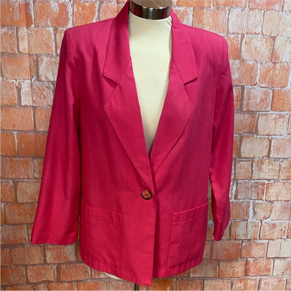 Sag Harbor‎ Vintage 90’s Pink Linen Look Blazer